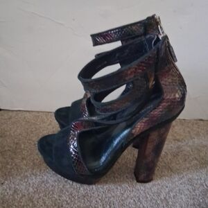 Rachel Zoe Suede Payton Snakeskin Platforn Heels 6.5